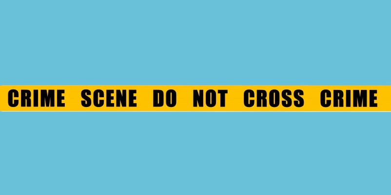 crime scene tap on sea blue background
