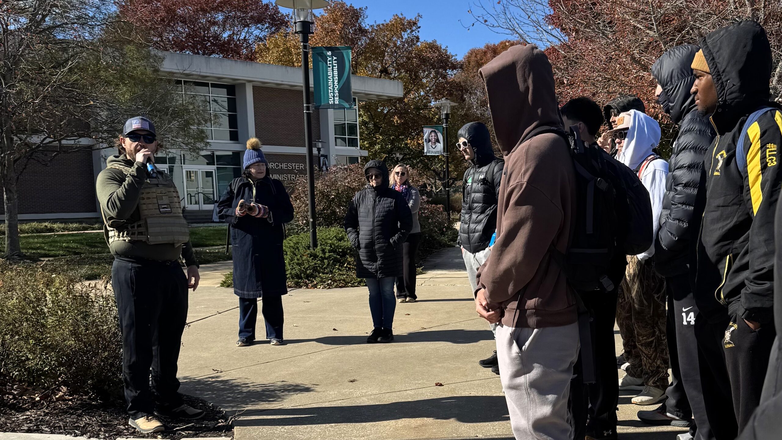 SVA president speaks to those gathered at a Veterans Day event